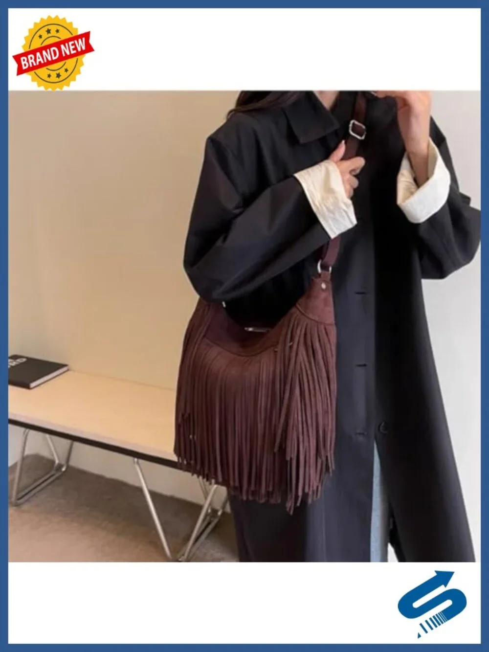 Vintage Suede Fringe Hobo Bag Tote Shoulder Crossbody Hippie Western Cowgirl